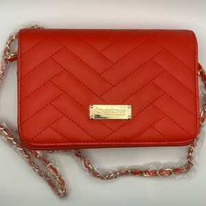 Bebe Red Quilted Crossbody Bag